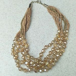 3/$20 Gold bead glass and cork 20 in necklace